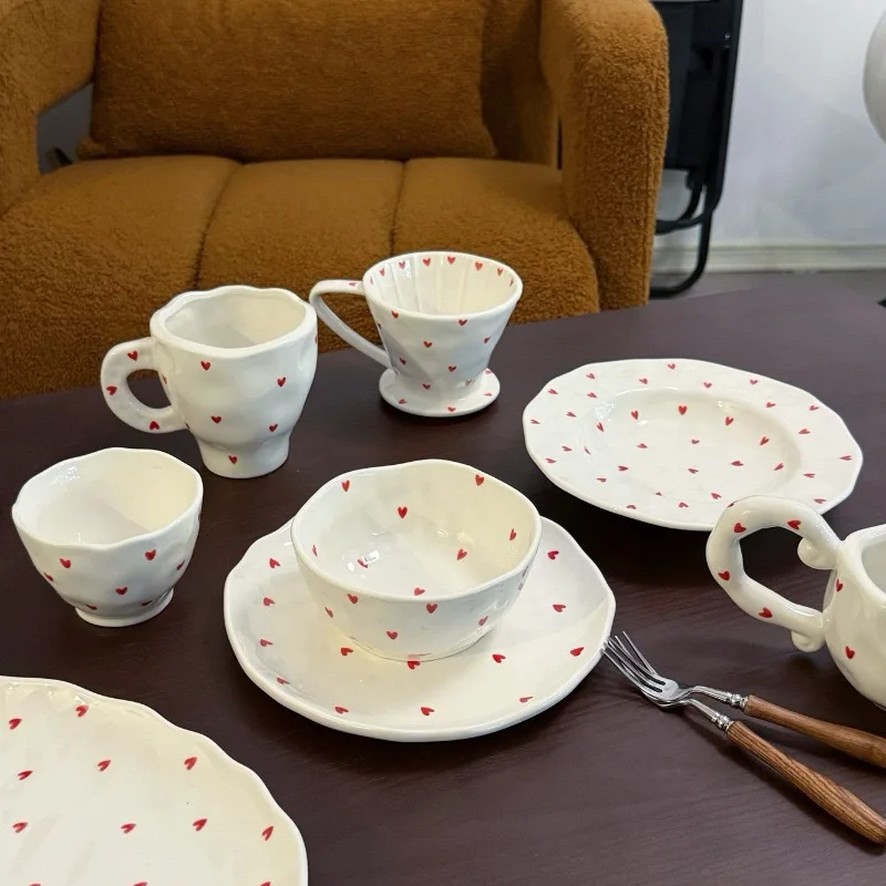 

Flower Pattern Coffee Mug Set Painted Ceramic Coffee Cute Girl Water Hand-painted Underglaze Color Mug Gift for Festivel Present