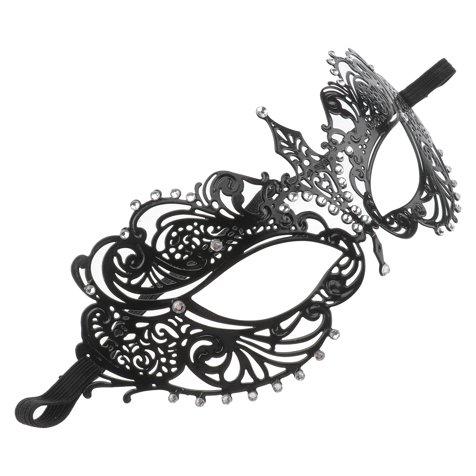 

Women'S Crystal Rhinestones Decorated Black Metal Durable Alloy Cut Resistant For Halloween Costume Ball Wedding