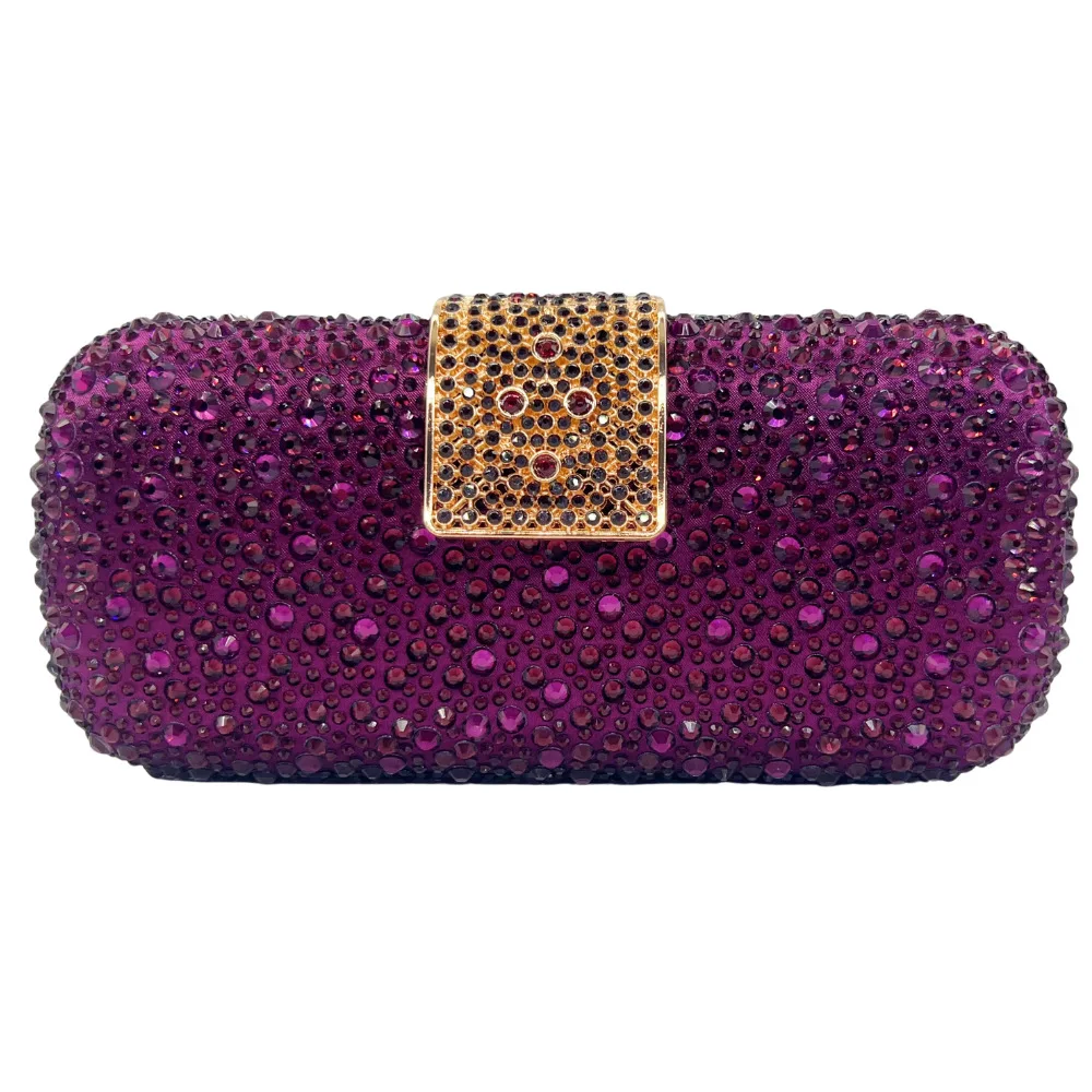Luxury Diamond-Encrusted Double-Sided Dinner Bag Shiny Hand-held Women's Evening Handbag for Banquet Light And Portable Gold Bag