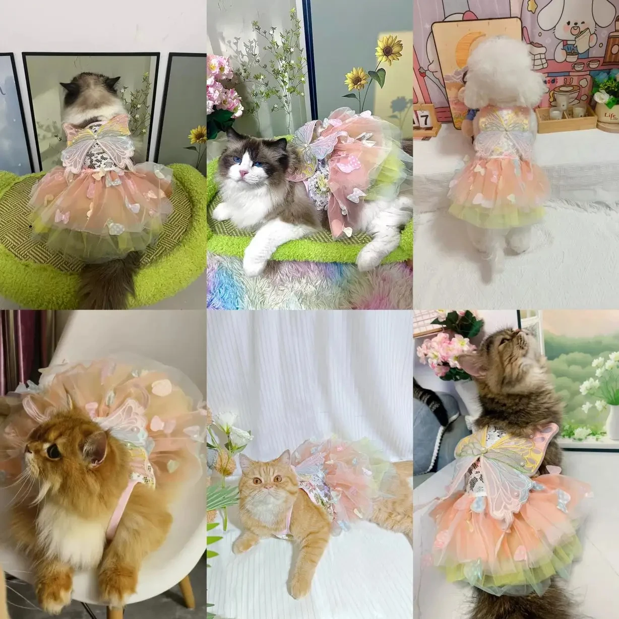 Vestiti per animali domestici Cat Puppy Princess Dress abiti scozzesi a righe con fiocco per gatti Summer Kitten Dog Sphynx abbigliamento