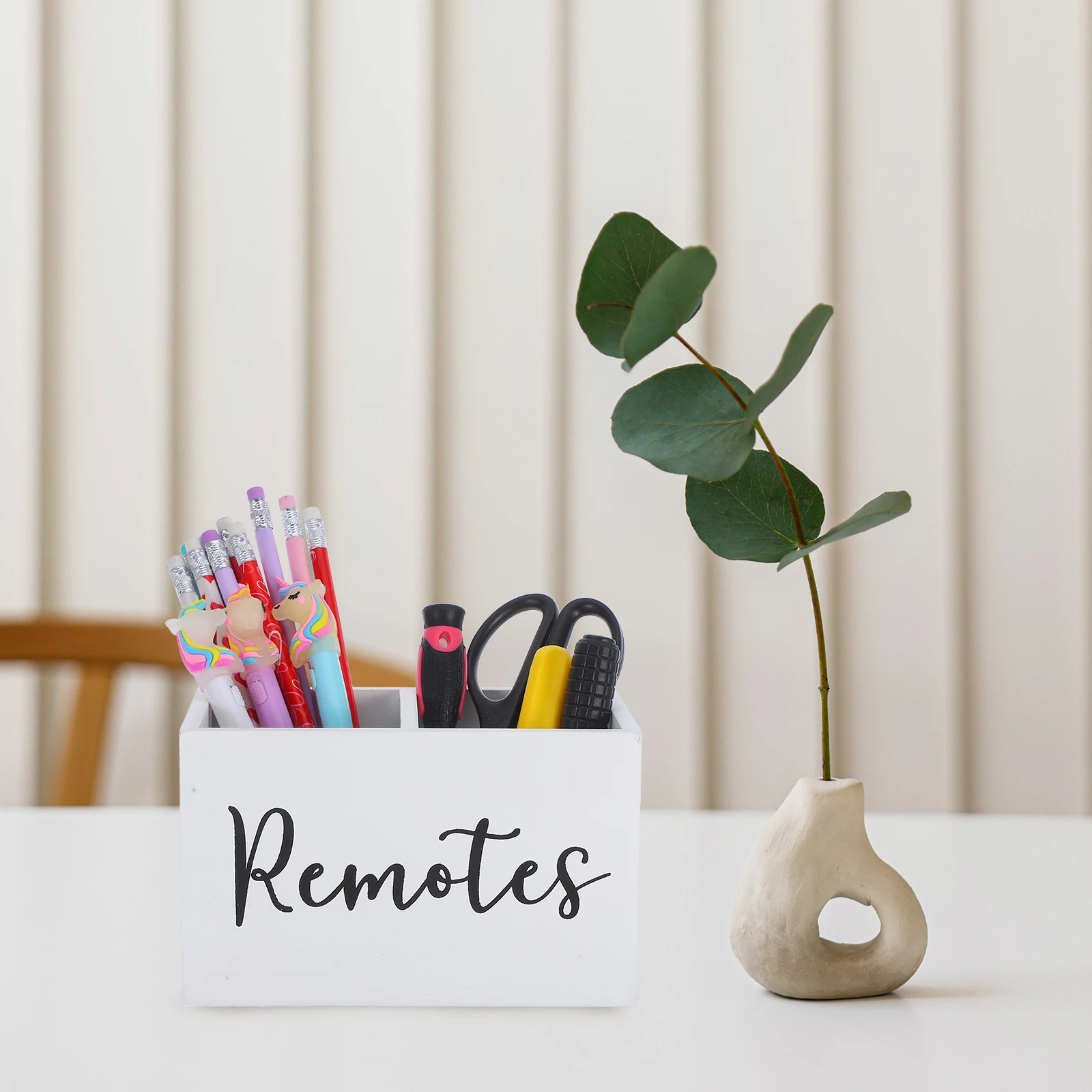 

Wooden Remote Control Box Multi Compartment Desk Organizer Living Room Media Storage Cubes Remote Accessories Holder