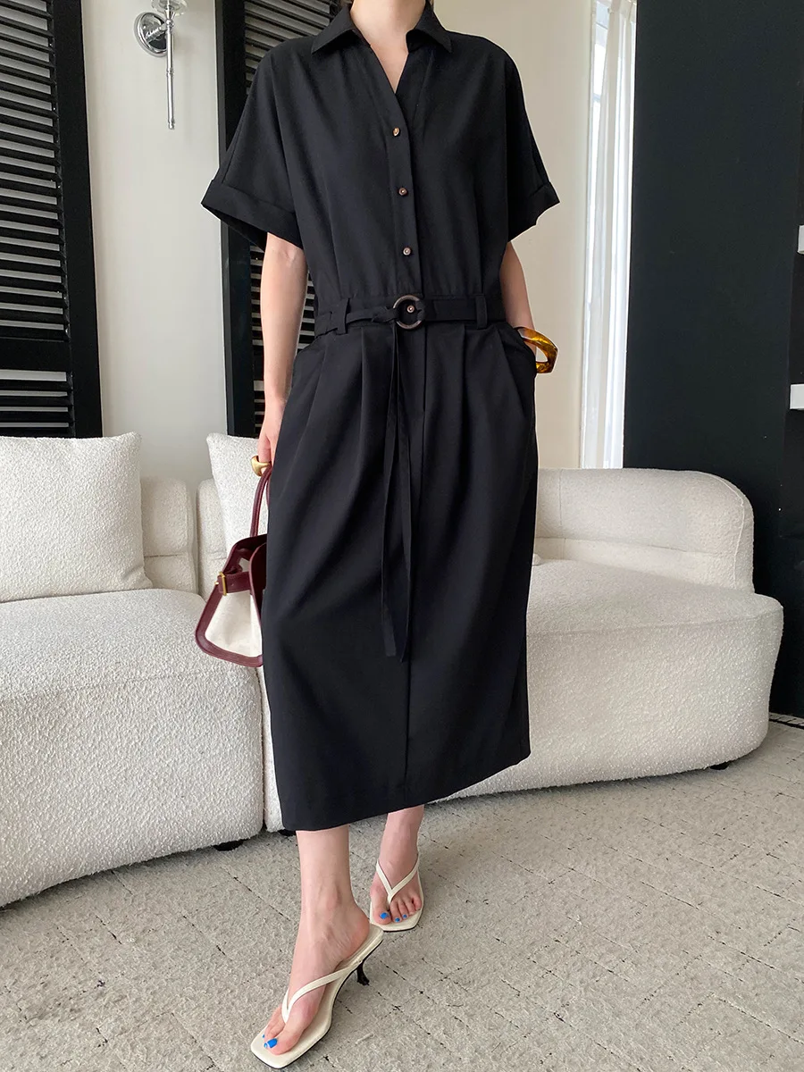 Frühlings- und Sommerkleid für Damen, lässig, einfarbig, bequem, tailliert, figurbetont. – Detail 15