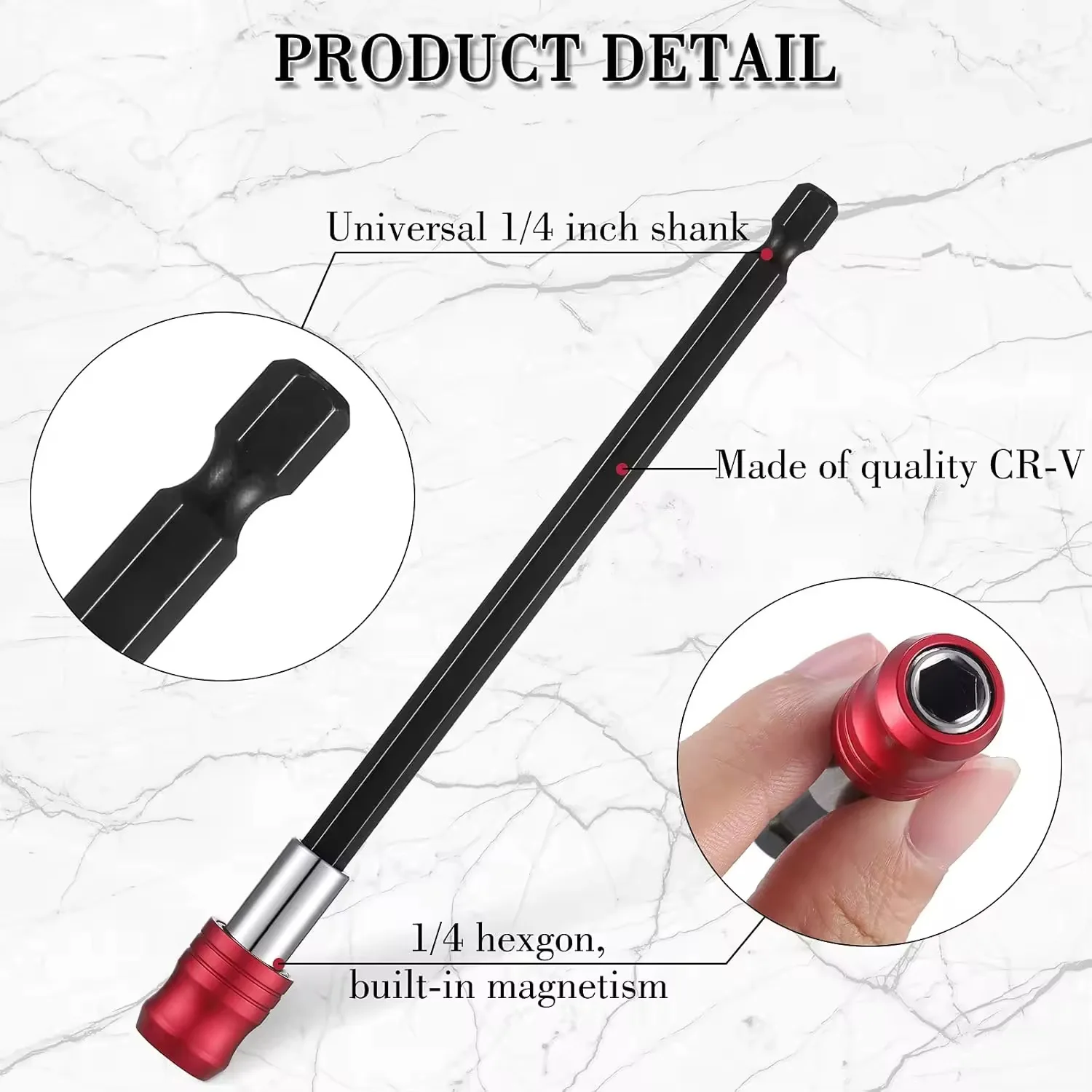 Hexagonal Handle Red Three Piece Set Quick Release Self-locking Extension Rod 60/100/150mm Screwdriver Head Extension Rod image 4