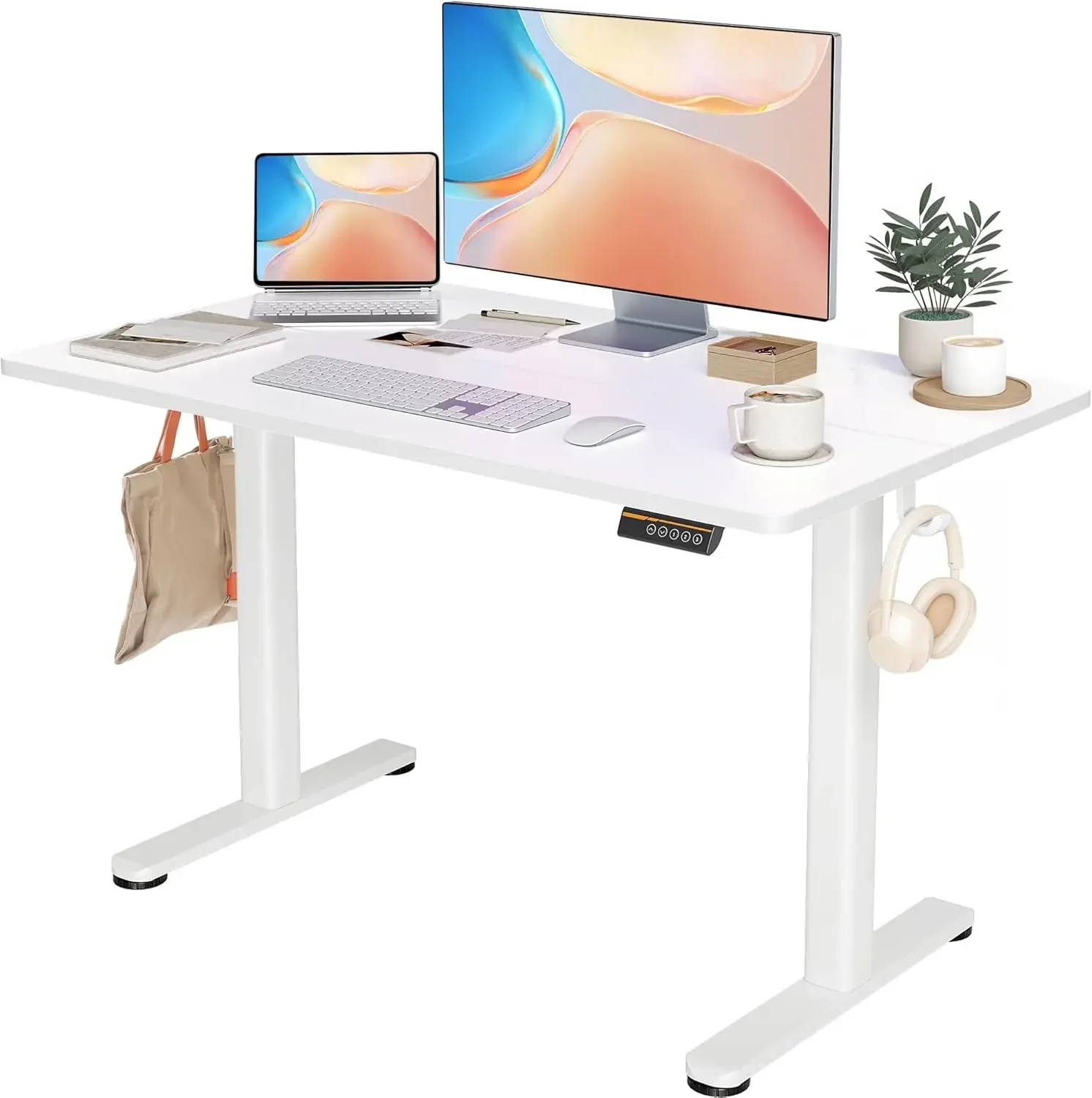 

Electric Standing Desk Adjustable Height, 48 x 24 Inches Stand up Desk with Cable Management, Home Office Desks
