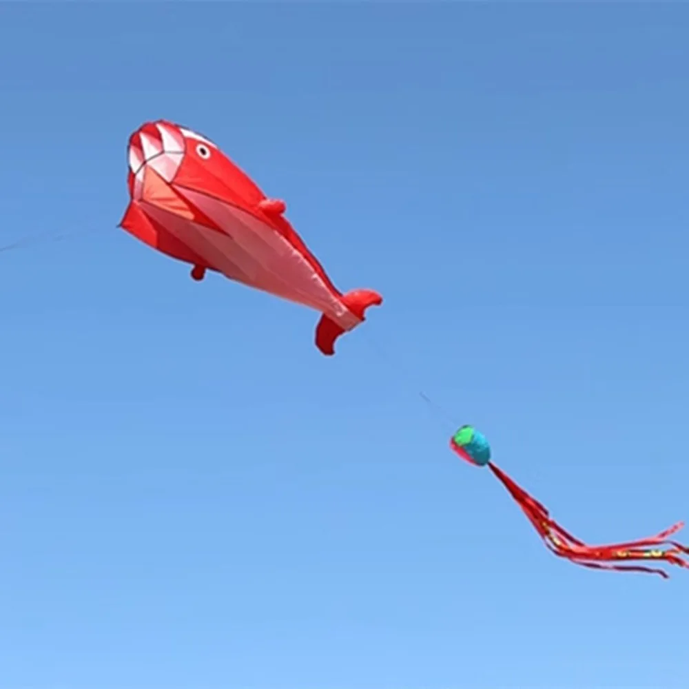 Neuer 2,2 m großer Wal-/Delfin-Drachen, gute fliegende einzeilige weiche Drachen mit langem Schwanz, leicht zu fliegendes Kunststoff-Flugspielzeug für Kinder und Erwachsene