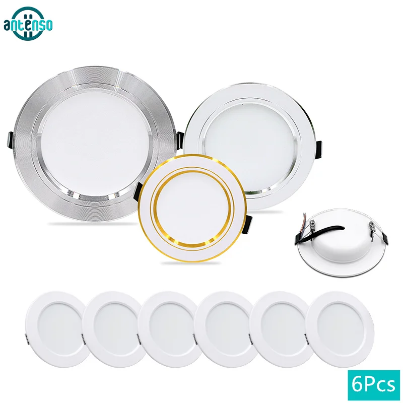 

6Pcs Recessed Led Downlight AC110V 220V 15W 18W Ceiling Light DC12V 24V 5W 9W 12W Down Lights Suitable for Kitchen Bathroom Mall