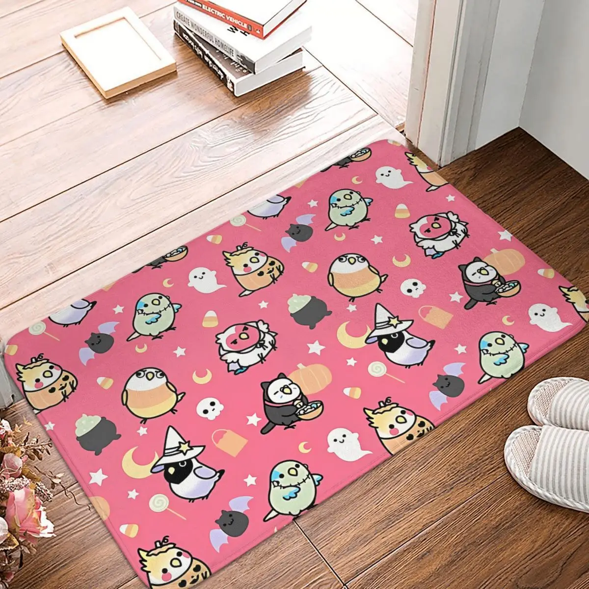 Chubby Animal Bathroom Non-Slip Carpet Bird Halloween Adventures Pink Bedroom Mat Welcome Doormat Home Decor Rug