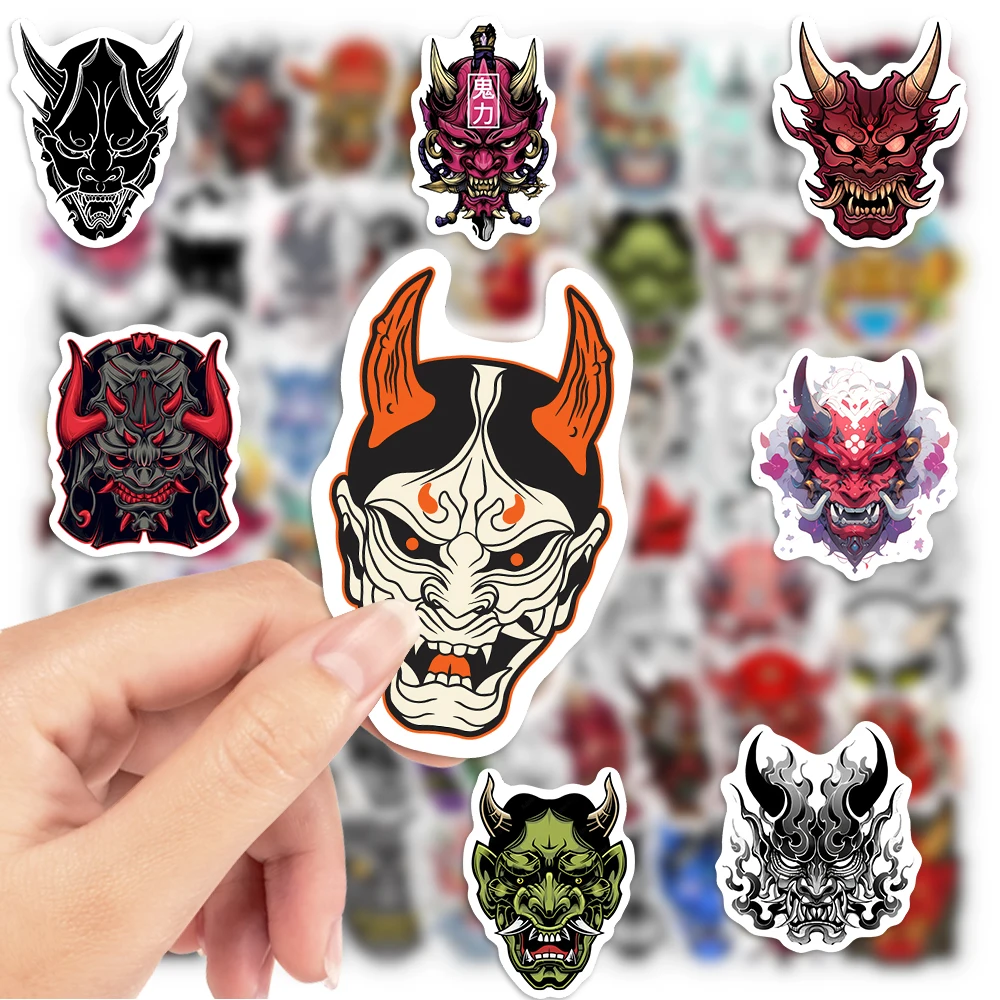 Japanese Demon Mask Stickers Cool Graffiti DIY Toys Gift Decorative Scrapbook Junk Journals Laptop Notebook Bottles Waterproof