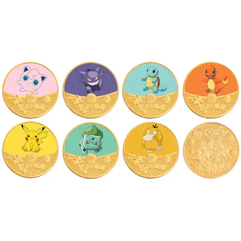 Mini Anime Periphera Circular Cartoon Pet Commemorative Coin Cute Psyduck Squirtle Home Decor Ornaments Wholesale Surprise Gifts