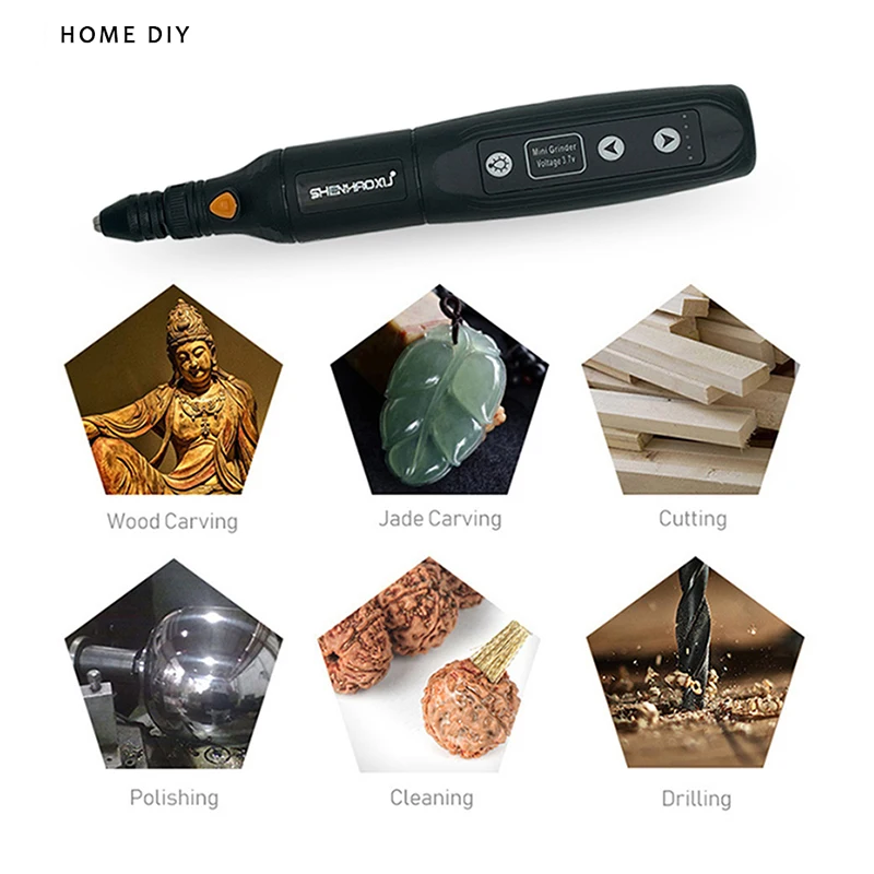 Cordless Electric Grinder Dremel Rotary Tool Rechargeable Removable Battery Woodworking Engraving LED 5 SpeedMini Engraver Drill