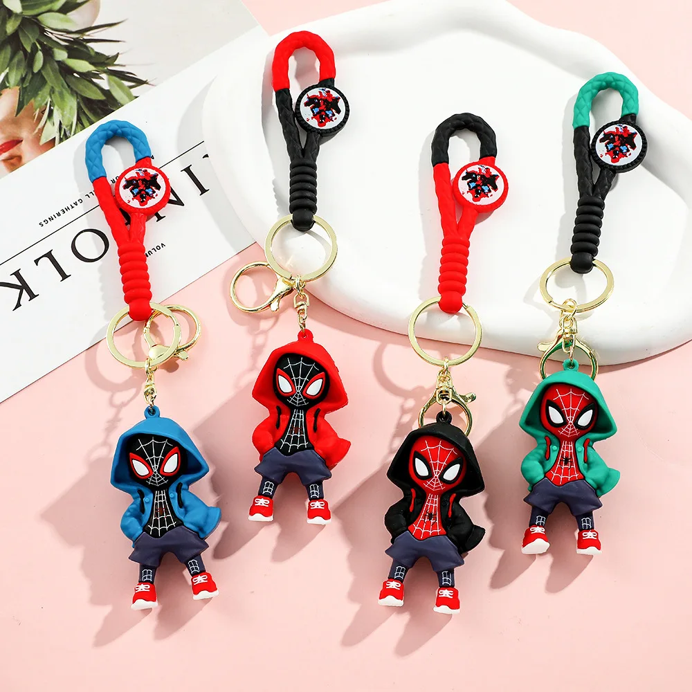 Disney Cartoon Spider-Man Hoodies Design Car Keychain Bag Charm Key Ring Car Keyring Decorative Motorcycle Keychain Accessories view 3