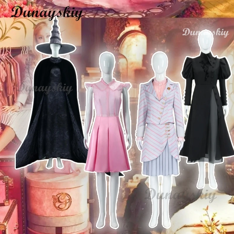 Filme malvado cosplay traje conjuntos completos rosa casaco saia uniforme para mulheres halloween carnaval festa desempenho personalizado