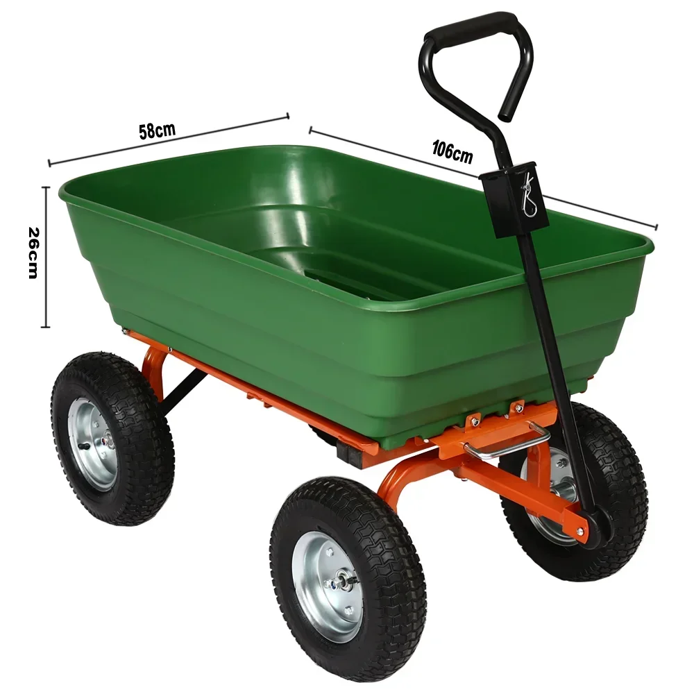 Poly Farm Garden Tool Cart, Four Wheel Cart, Gardening Tools, Foldable Bucket, Heavy Truck, Household, Courtyard Use