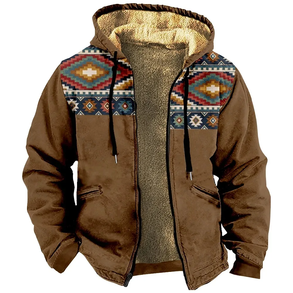 

Tribal Graphic Prints Ethnic Casual Vintage Retro Hoodie Women Men's 3D Print Zip Sweatshirt Stand Collar Coat Winter Clothes