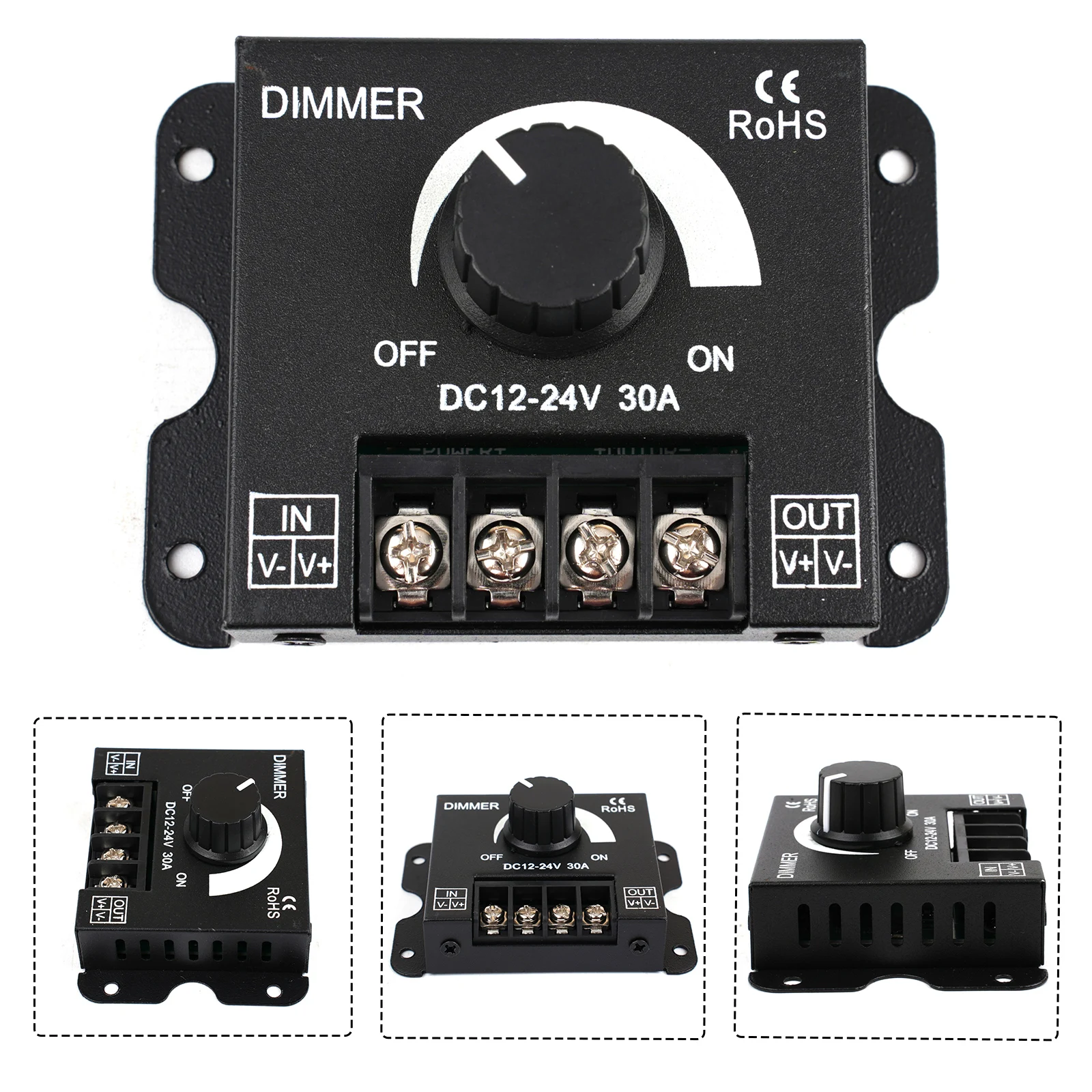 Brightness Adjuster Led Dimmer Stabilizer DC 12 24V 30A Metal Dimmer Knob Power Supply Adjustable Voltage Regulator