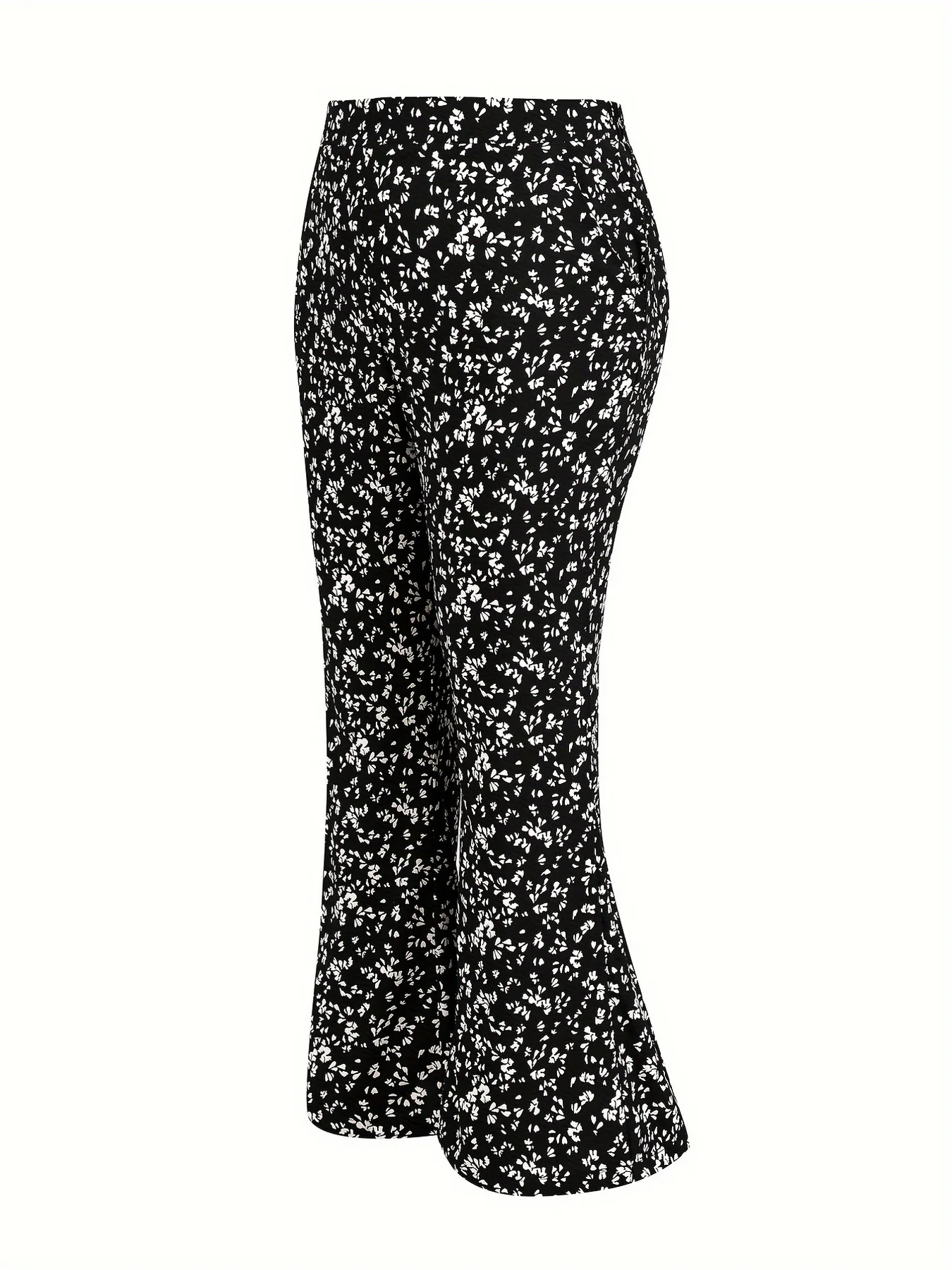 Plus Size Floral Bell Bottom Pants Women's High Waist Elastic Waist 70s Retro Flare Pants Free Shipping