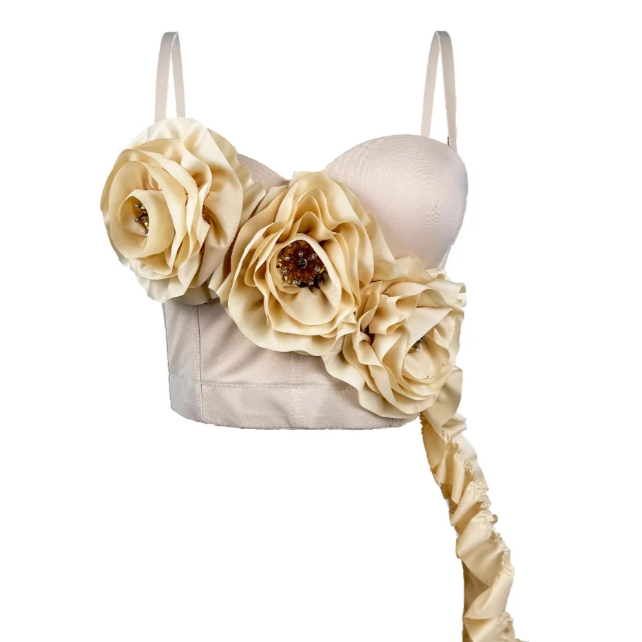 Summer European And American Floral Tassel Fishbone Corset For Women French Handmade Beaded Spicy Girl Battle Dress Inner Top