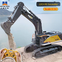 Huina 1592 RC Alloy Excavator 1:14 22CH Remote Control Truck Simulation Excavator Engineering Vehicle Boy Toy Christmas Gift