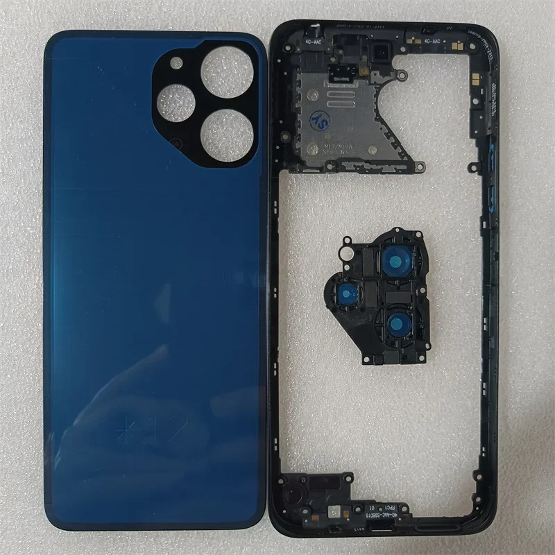 For Redmi 12 4G Full Housing Case Middle Frame +Battery Back Cover Rear Door With Camera Lens Repair Parts