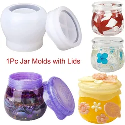 1 Set Silicone Jar Resin Mold With Lid Pudding Jar Silicone Molds For Epoxy Resin Casting DIY Candy Storage Container Molds