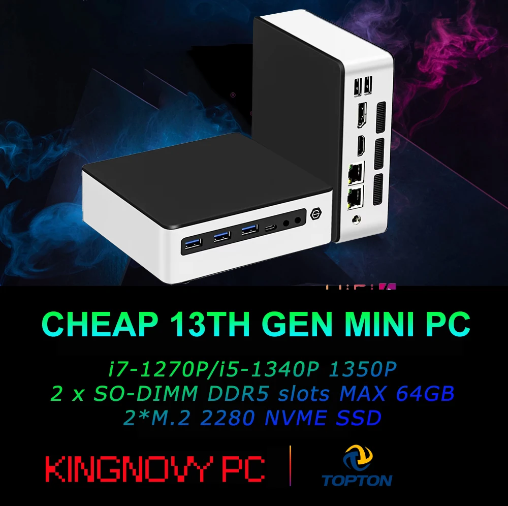 

Mini Computer 13th Gen CPU Core i5-1340P 8K Triple Display, 2 x USB 2.0, 3 x USB 3.2, Linux Mini PC for Office/Home/Education