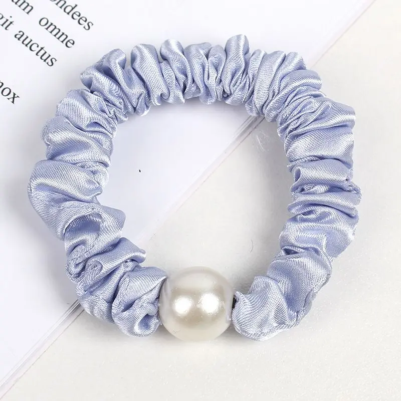 Fashion Imitation Pearl Pleated Hairband Simple Multi-Color Elastic Hair Rope for Women Girls High Ponytail Bun Headband Gifts