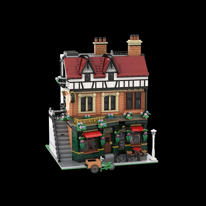 

3116 шт. MOC вид на улицу здание прямая улица Tudor отель модель сборка строительные блоки игрушка детский подарок на день рождения