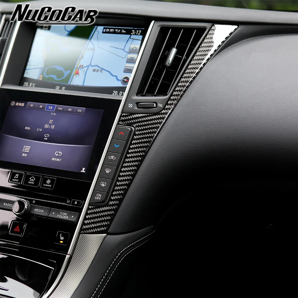 For Infiniti Q50 2014-2020 Carbon Fiber Central control side Panel Trim strip Car Accessories Interior Decorative Stickers