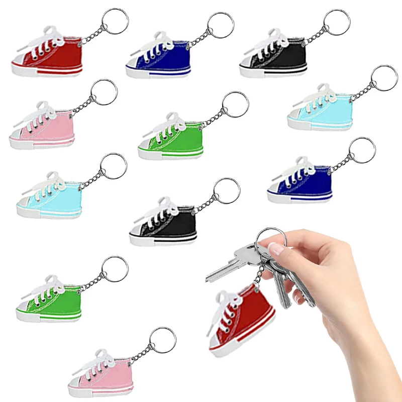 

24Pcs 3D Cute Mini Canvas Keychain Tennis Shoes Keychain Sports Shoe Keyrings