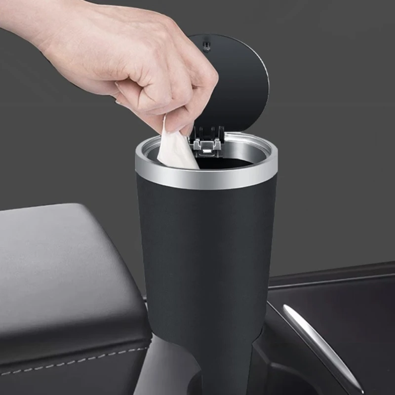 Universal Car Cup Holder Trash Bin Can Organizer with Lid Cover Vehicle Dustbin Waste Rubbish Basket Waterproof Storage Box