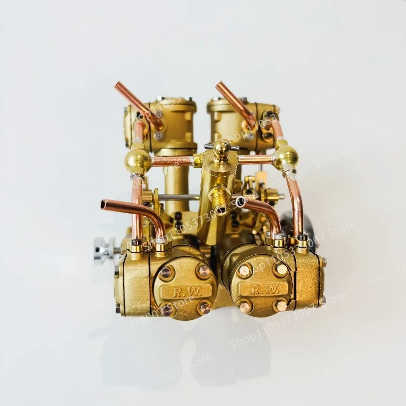 RW-V4 steam engine four-cylinder V-type mini ship train miniature model machinery