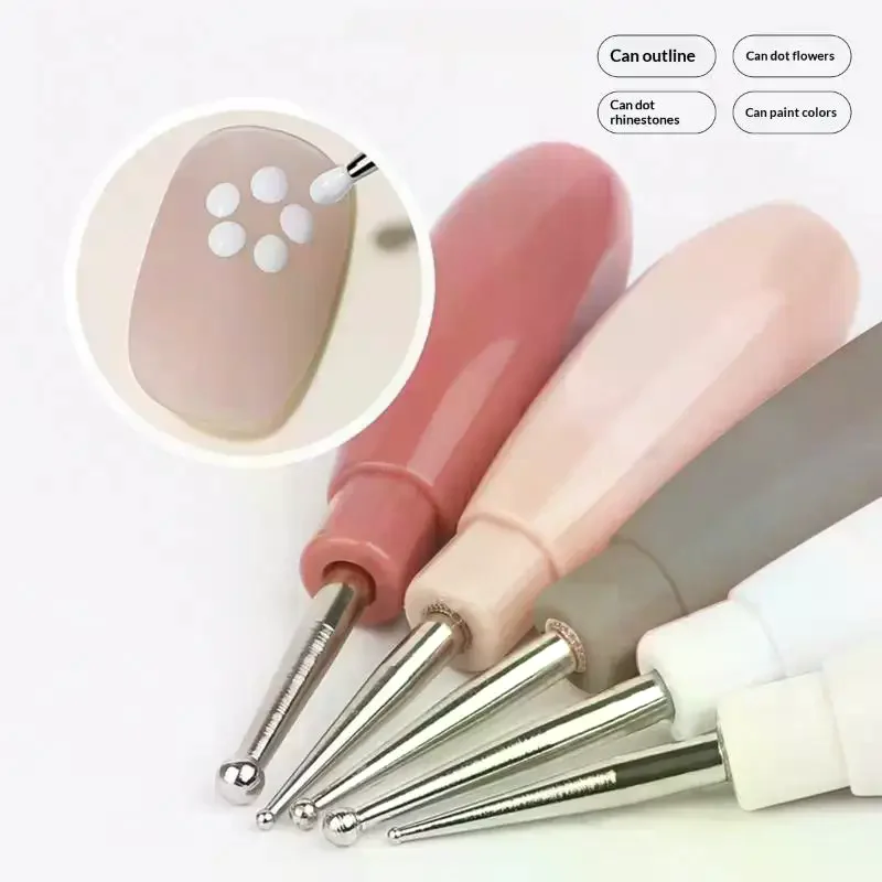 5Pcs Interlockable Nail Art Dotting Pen Painting Brush Multicolor Handle Liner Drawing Flower Dotting DIY Manicure Tools