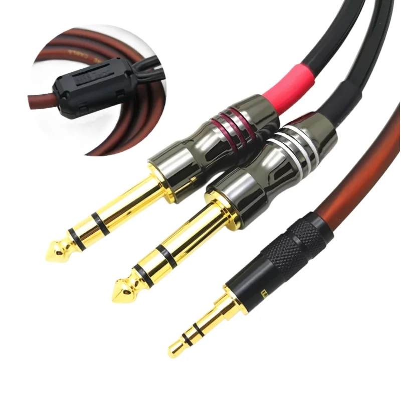 Lossless 3.5 to 2TRS 1 minute 2 pairs of 6.5 large three-core balanced audio cable live sound card LR recording cable
