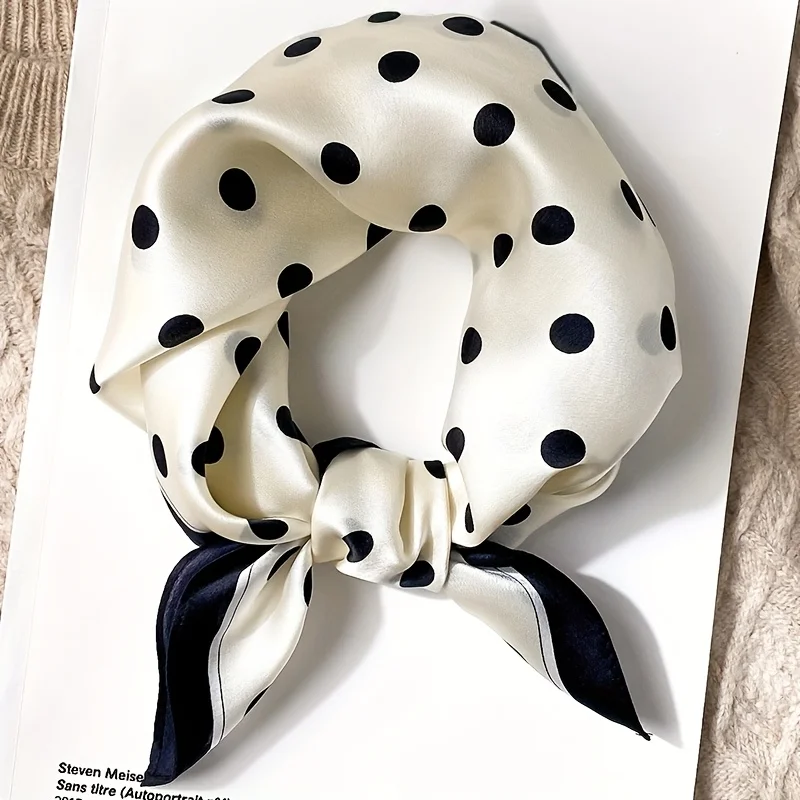 100% Echte Seidenschals, Neue Natürliche Tücher für Damen, Modische Gepunktete Schals, Foulard, Bandana, Quadratisches Kopftuch, Hijab, Pashmina
