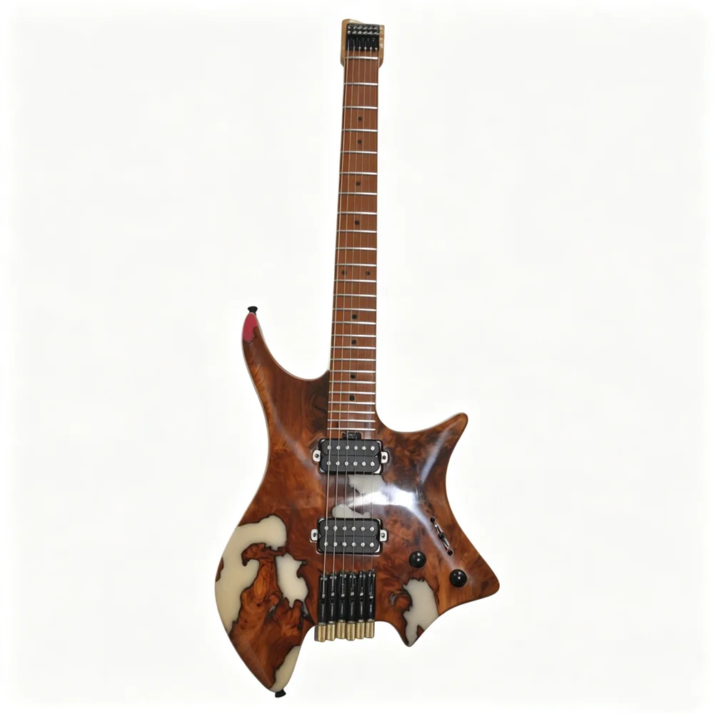 Headless 6 Strings Electric Guitar With Roasted Maple Neck And Fingerboard Customization Service