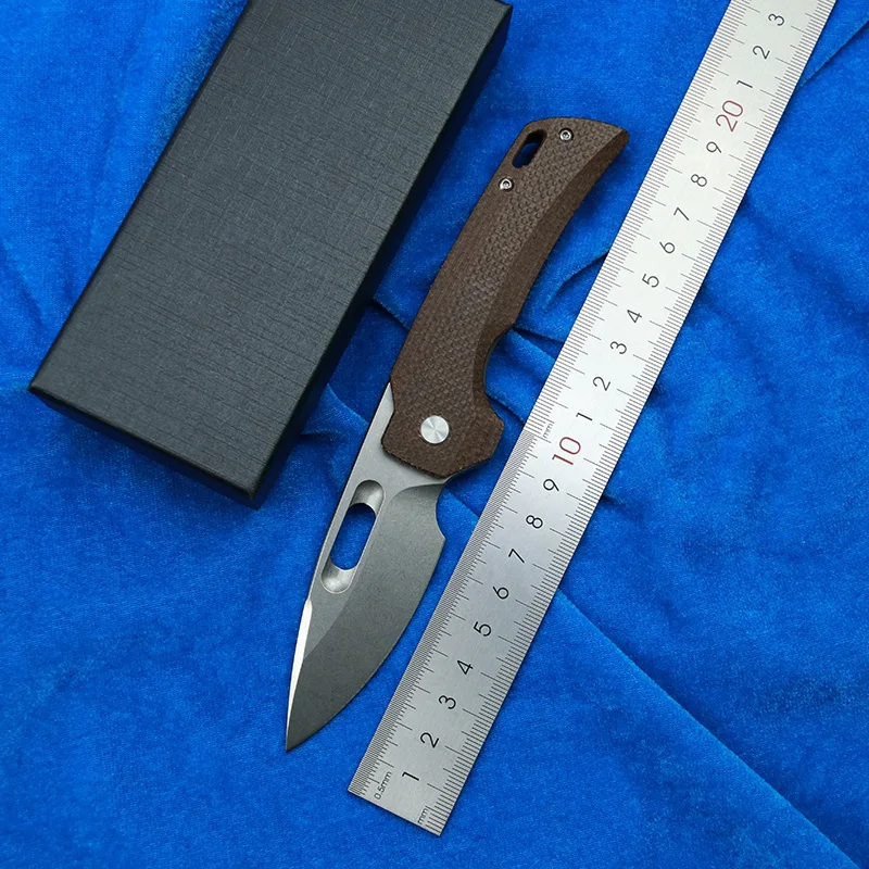 LEMIFSHE Real K110 Ceramic Bearing Micarta Front Flipper Hunting Tactical EDC Tool Folding Military Camping Utility Knife