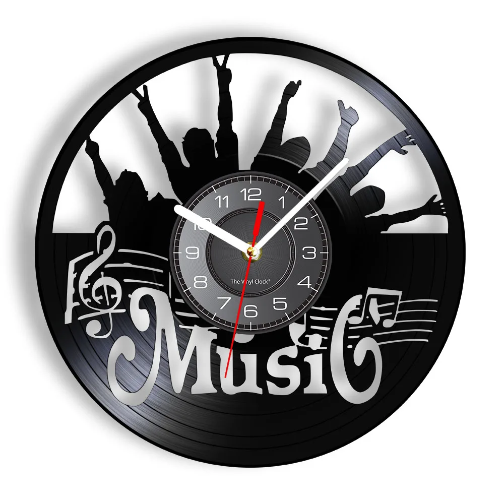 Put Up Your Hand Music Rock N Roll Vinyl Record Wall Clock Hanging Modern Silent Watch Home Decor Rock Music Lover Gift