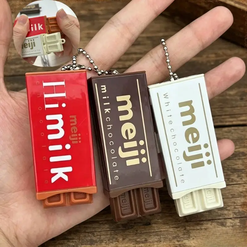 Realistic Chocolate Fidget Toy, Bendable Snap Stress Relief Keychain Pendant ,Creative Gift  チョコレート