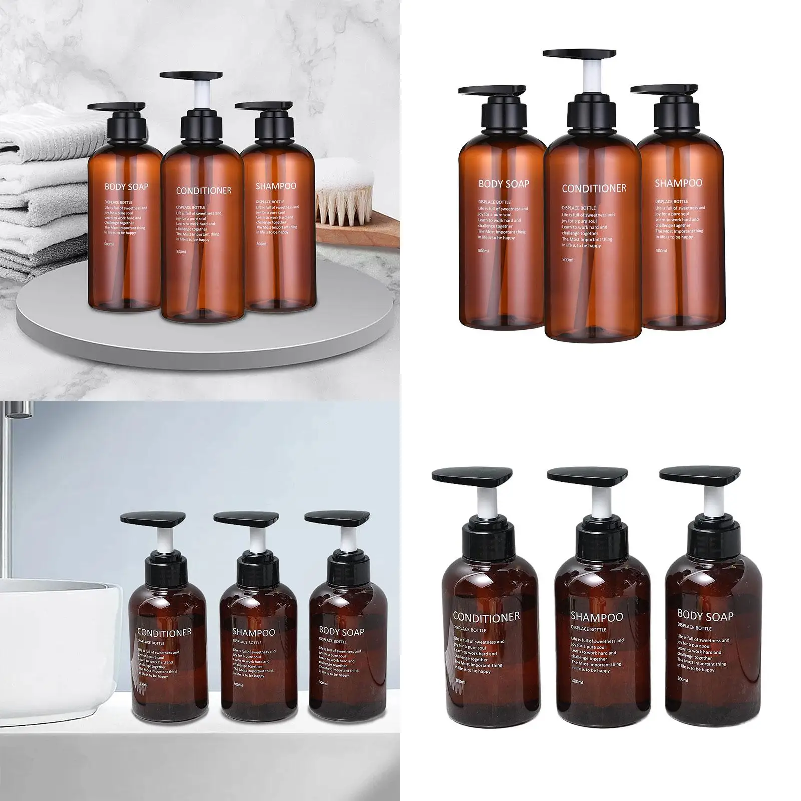 Bottiglie dispenser per shampoo e balsamo Bottiglia dispenser per shampoo 3 pezzi