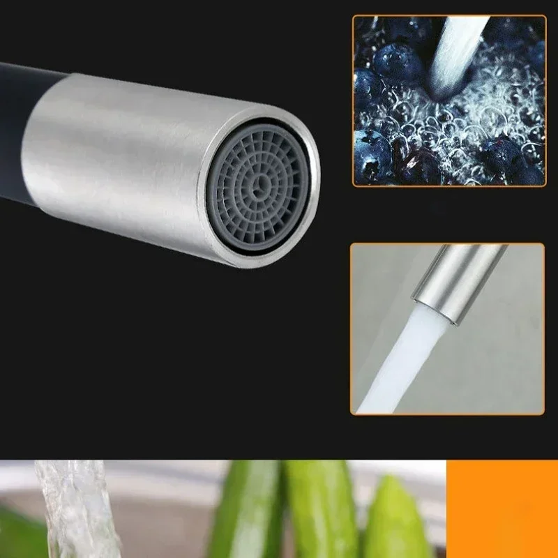 Kitchen Sink Faucet Stainless Steel Single Cooling Faucet Modern Universal Swivel Wash Basin Balcony Splash Proof Faucet