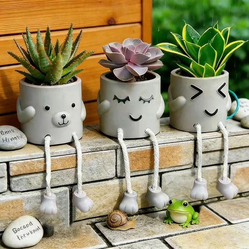 Maceta con forma de muñeca, contenedor de plantas verdes en maceta, decoración para el hogar, patio, jardín, artesanías de resina, adornos, regalos para la familia