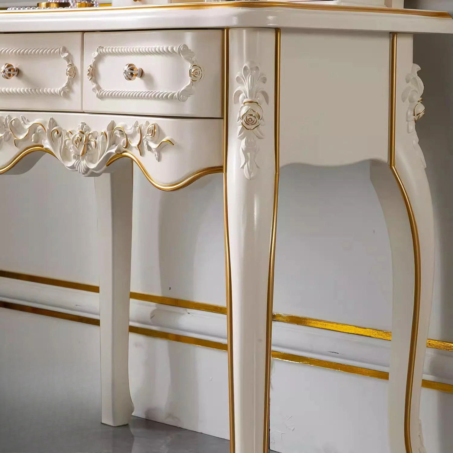 European desk computer desk 2025 master learning to write ins wind Internet celebrity solid wood cream princess high grade stora