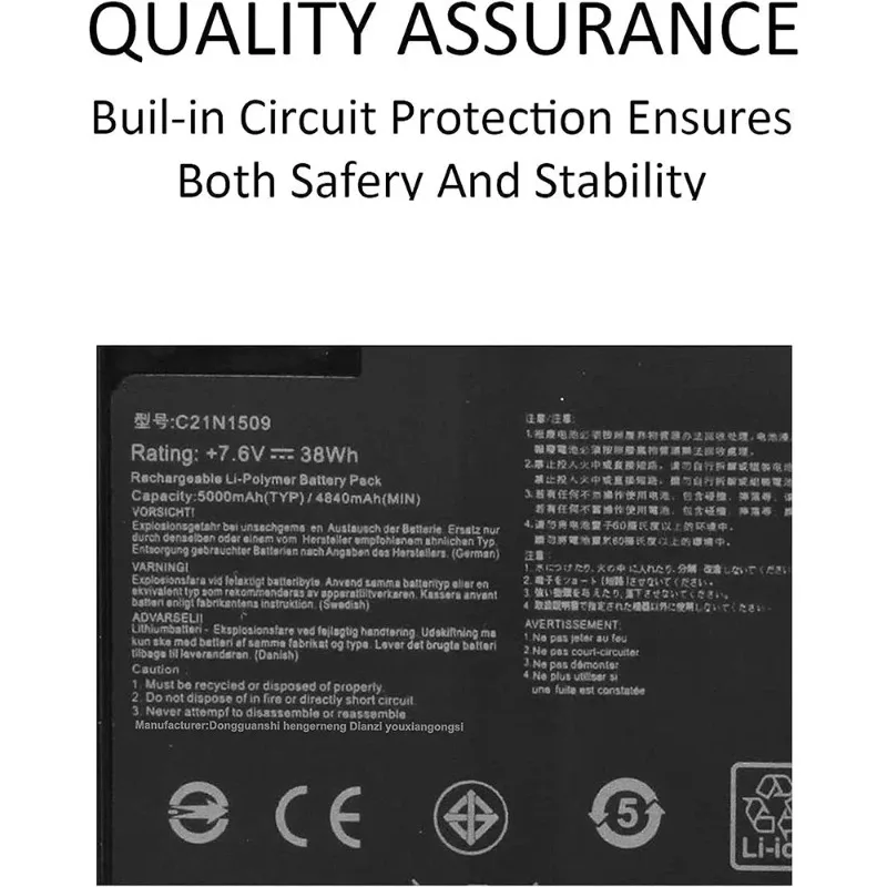 C21N1509 Laptop Battery for ASUS A556 A556U X556 X556UA X556UB X556UF X556UR X556UV K556 K556U Vivobook F556 F556U XO015T XO076T