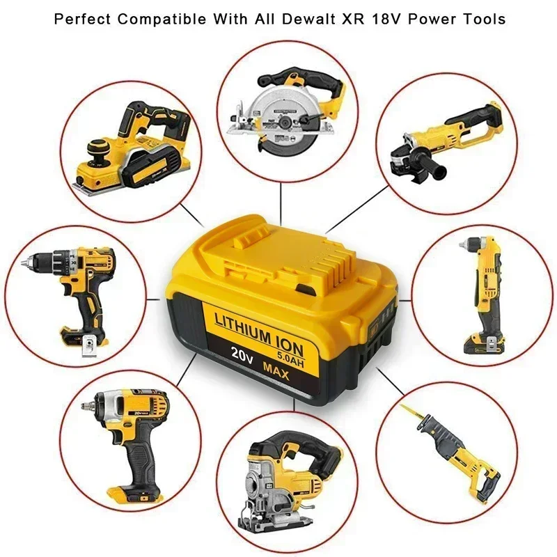 Batterie au lithium aste pour outils électriques DeWalt, ensemble d'outils électriques, 20 V, 5Ah, 6Ah, DCB184, DCB200, 6000mAh