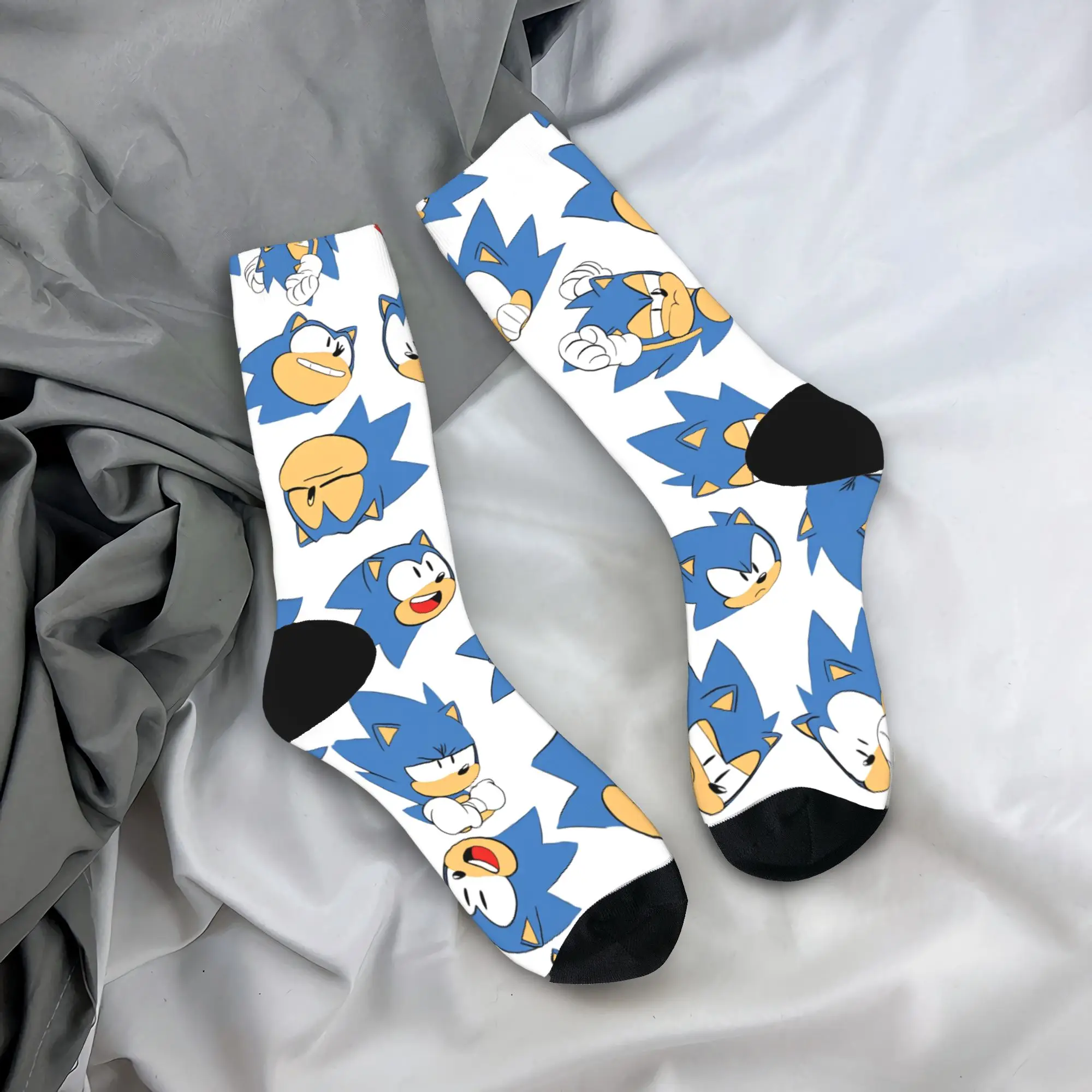 

Men's Socks Cartoon Hedgehog S-Sonicsss Stockings Autumn Casual Soft Breathable Socks Custom Skateboard Non Slip Socks