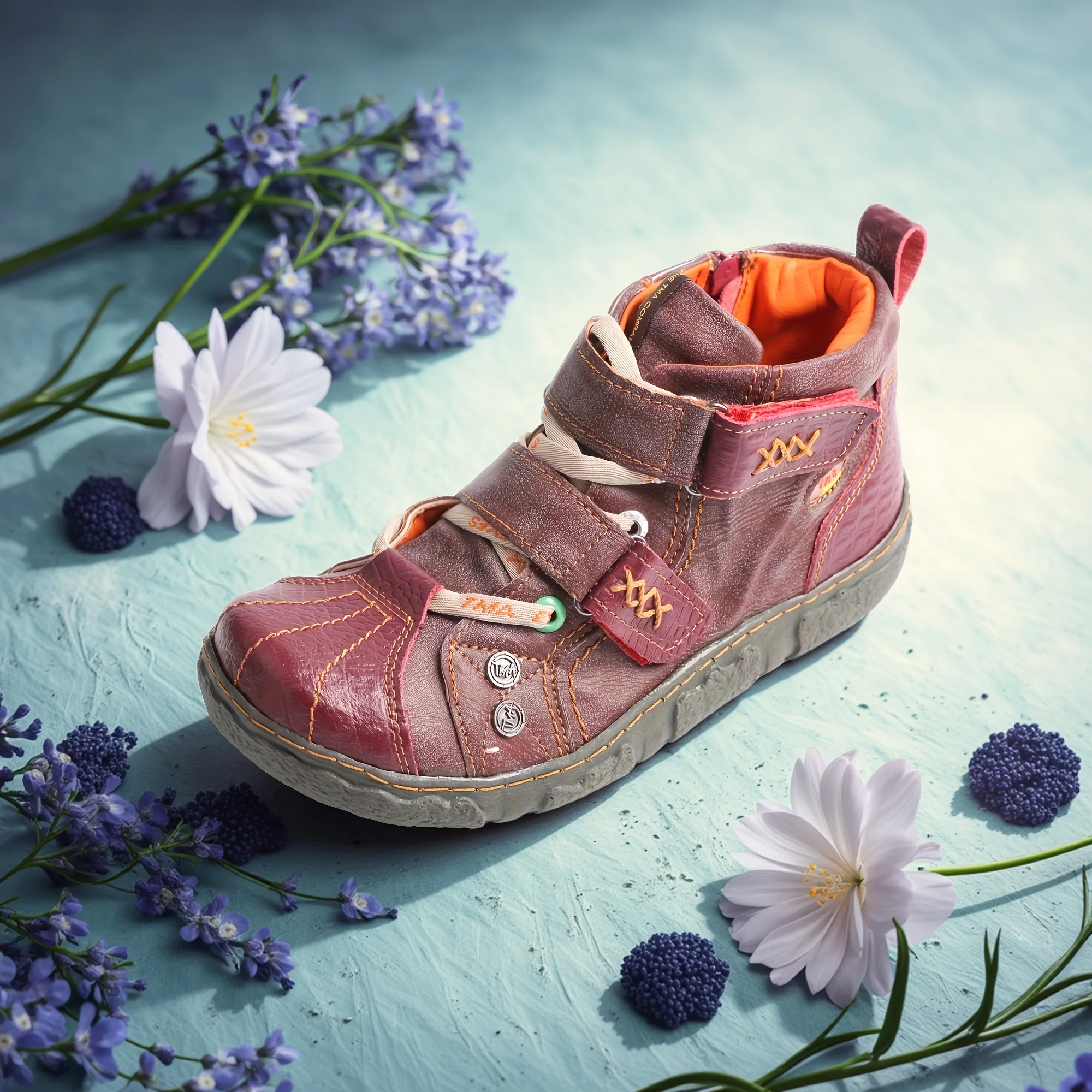 

TMA EYES Весенне-осенние классические однотонные короткие ботинки на плоской подошве с ремешком и молнией с двойным отверстием