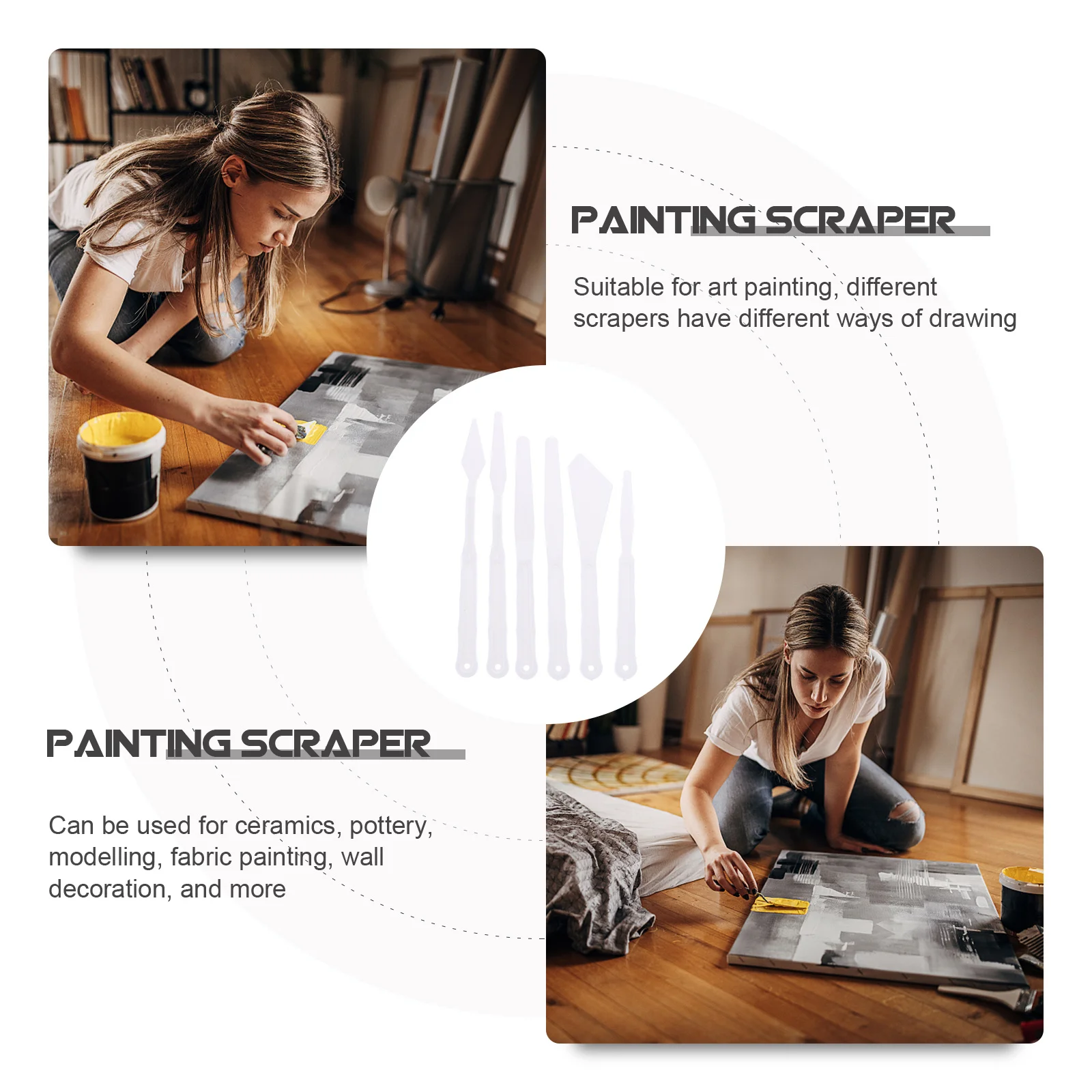 Long Handle 30pcs Painting Mixing Scraper Set Oil Color Spatula Professional Art Tools Supplies