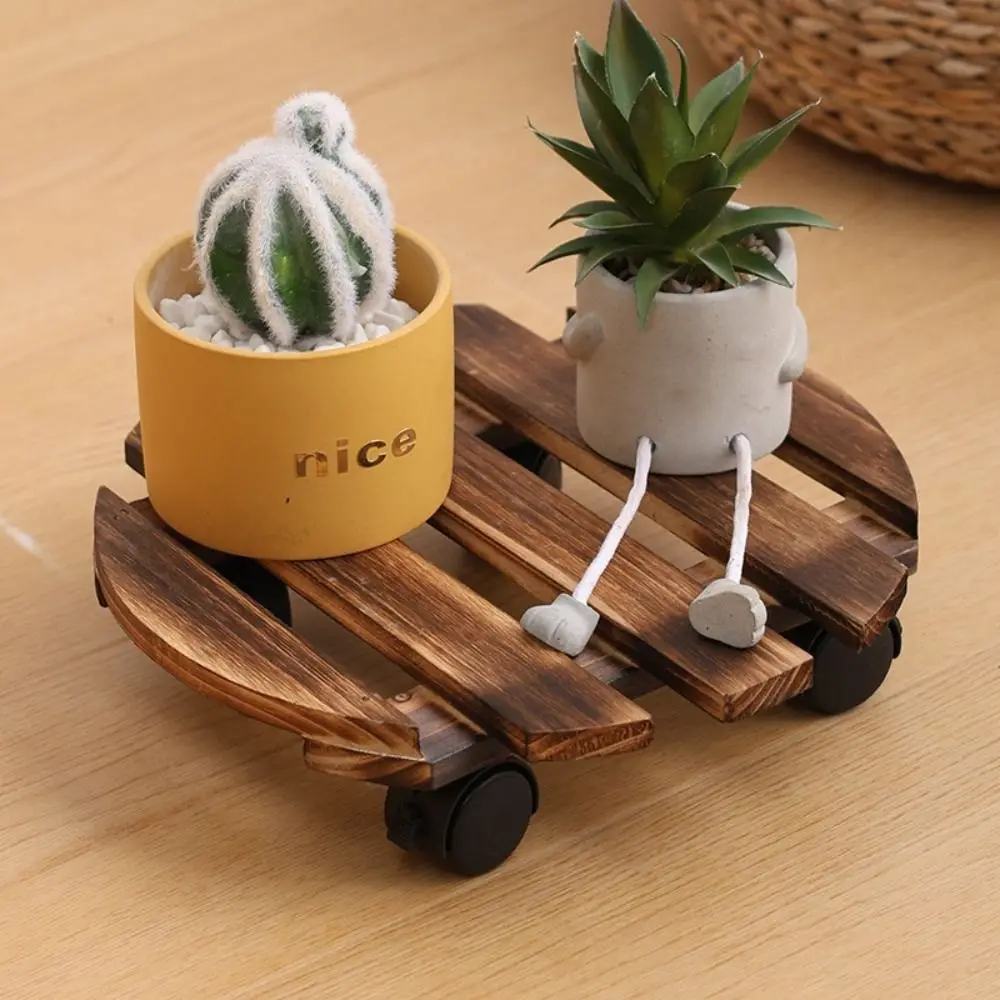 

Multifunctional Flower Pot Mobile Tray Thickened Round/Square Universal Wheel Mobile Base Heavy Duty Wooden Storage Rack Indoor