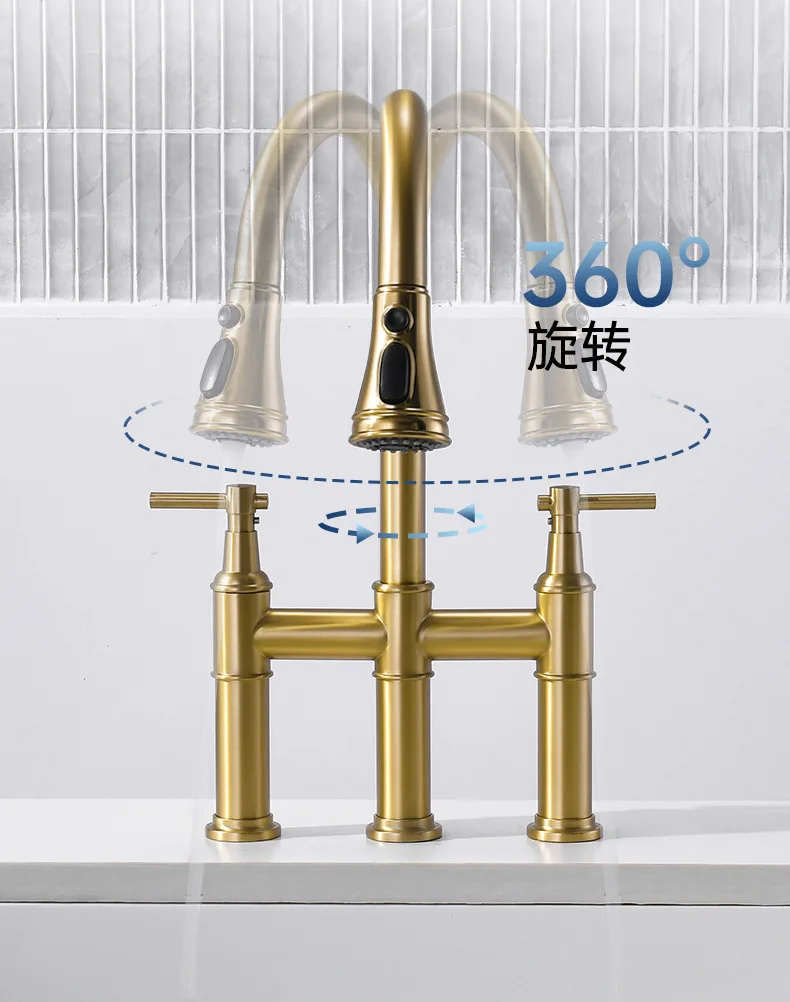 304 Stainless Steel Pull Kitchen Faucet Hot And Cold Dual-Use Sink Faucet with High-Arc Spout for Kitchen