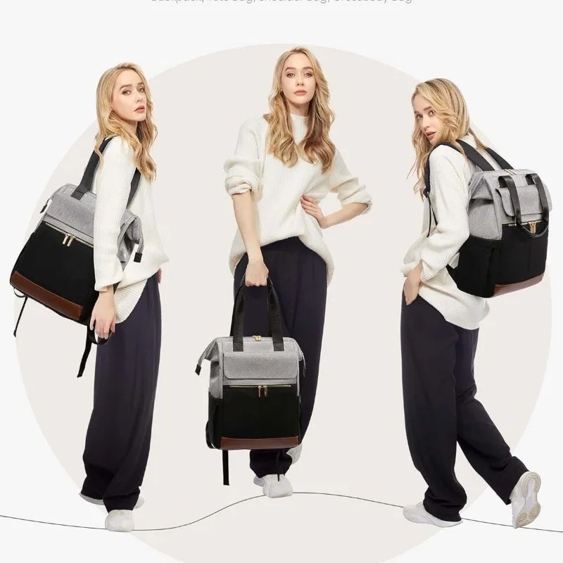 2026 Minimalist Women's Travel Backpack Stylish Laptop-Friendly Large-Capacity Luggage-Inspired Color-Blocked Trendy Backpack